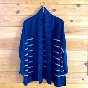 Athleta Peaceful Wrap Cardigan Blue/White Stripe in Size XS